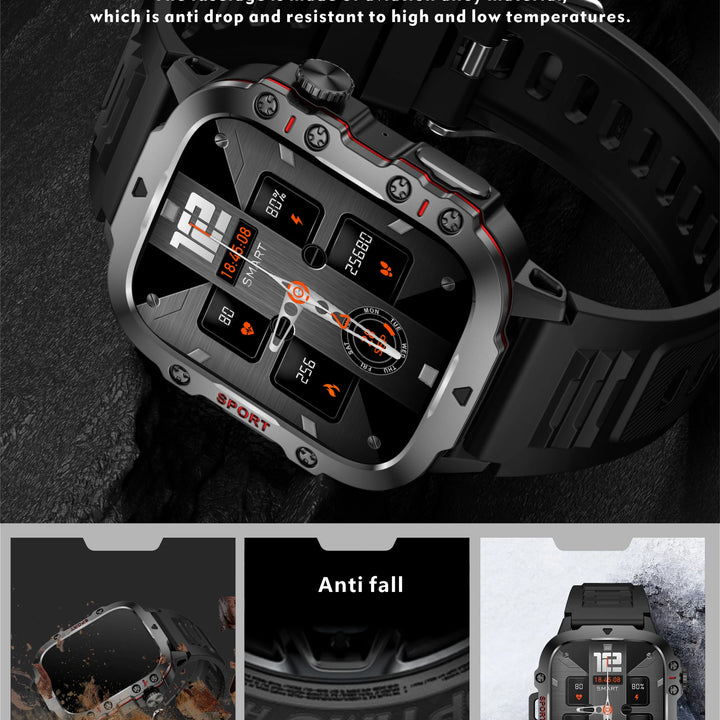 2024 Rugged Military Smart Watch Men Outdoor Watches lP68 Waterproof 2.01" Al Voice Bluetooth Call Smartwatch For Android lOS