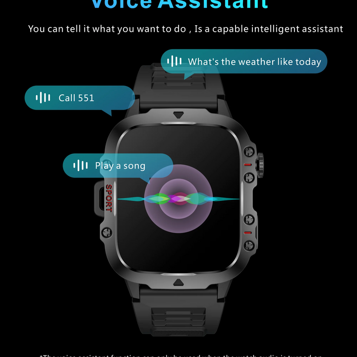 2024 Rugged Military Smart Watch Men Outdoor Watches lP68 Waterproof 2.01" Al Voice Bluetooth Call Smartwatch For Android lOS