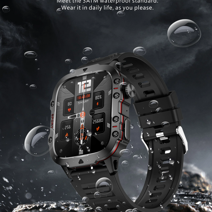 2024 Rugged Military Smart Watch Men Outdoor Watches lP68 Waterproof 2.01" Al Voice Bluetooth Call Smartwatch For Android lOS