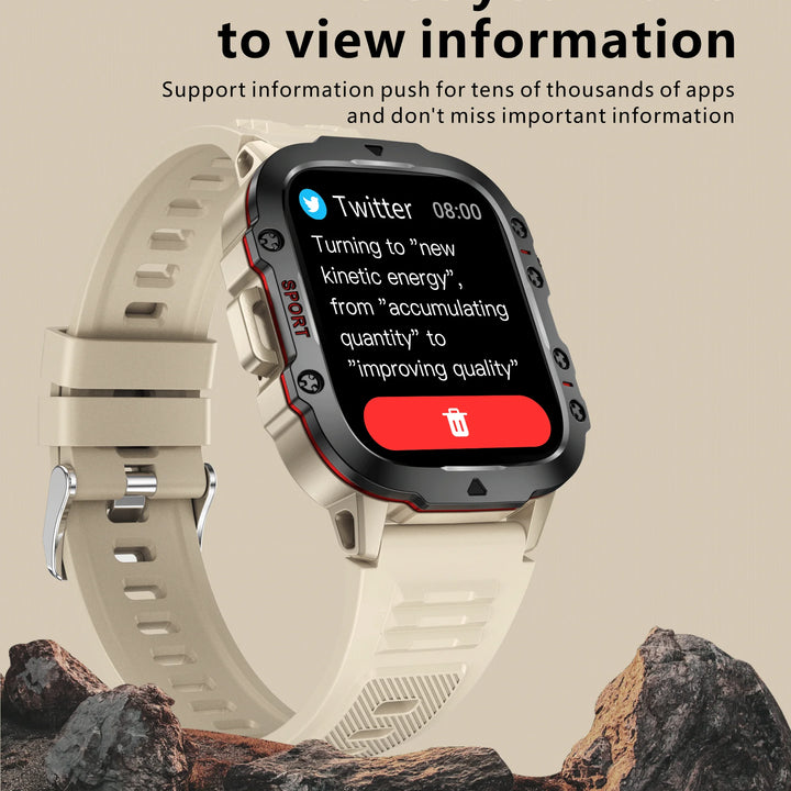 2024 Rugged Military Smart Watch Men Outdoor Watches lP68 Waterproof 2.01" Al Voice Bluetooth Call Smartwatch For Android lOS