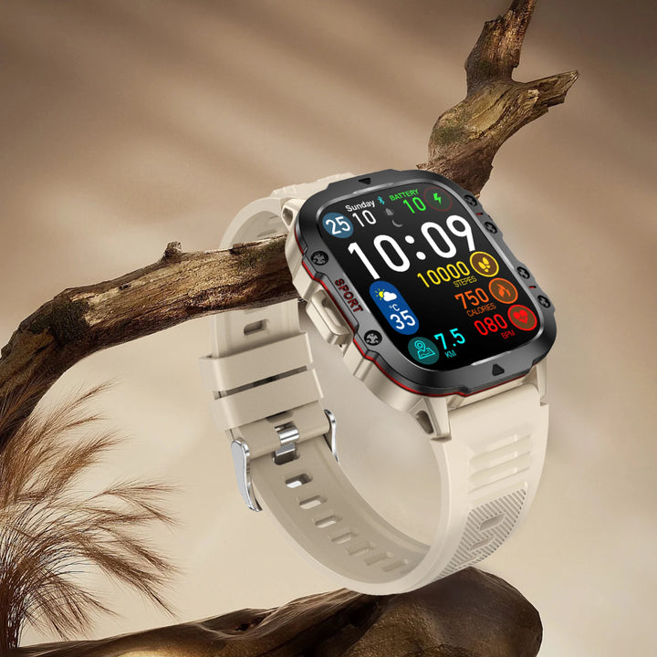 2024 Rugged Military Smart Watch Men Outdoor Watches lP68 Waterproof 2.01" Al Voice Bluetooth Call Smartwatch For Android lOS