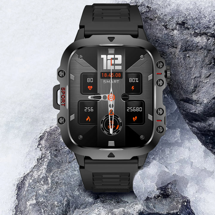 2024 Rugged Military Smart Watch Men Outdoor Watches lP68 Waterproof 2.01" Al Voice Bluetooth Call Smartwatch For Android lOS